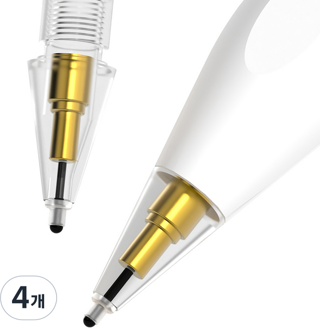 구스페리 애플펜슬 펜촉 무소음 소프트 팁스 샤프형, 투명, 4개