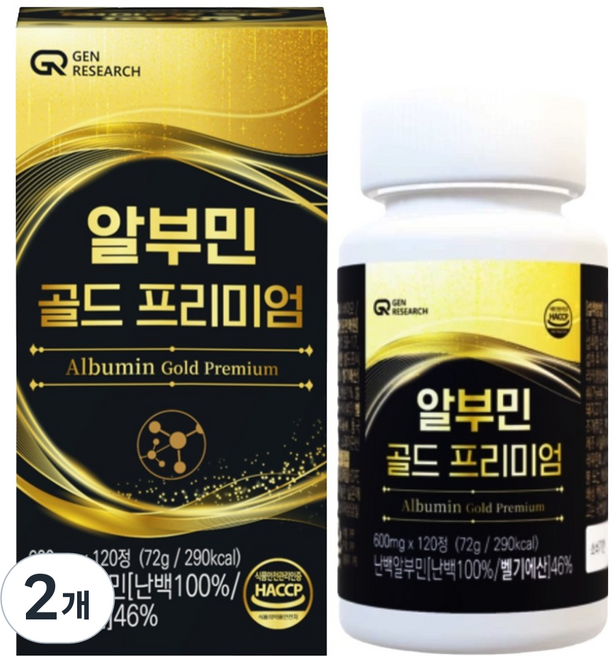 젠리서치 알부민 골드 프리미엄 120정, 2개, 72g