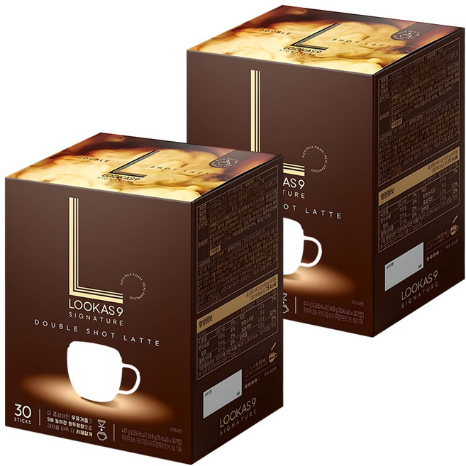 루카스나인 시그니처 더블샷라떼 커피믹스, 14.9g, 30개입, 2개