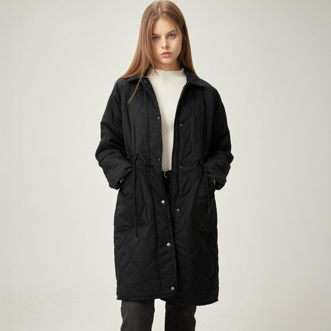 ELLE PARIS 여성용 라글란 페이크퍼 안감 경량 퀼팅 롱 패딩 점퍼