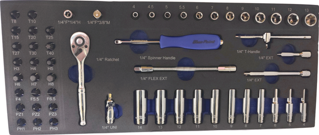 Blue-Point 藍點 1/4' 手動套筒 BPS10A 黃藍 56個, 1組