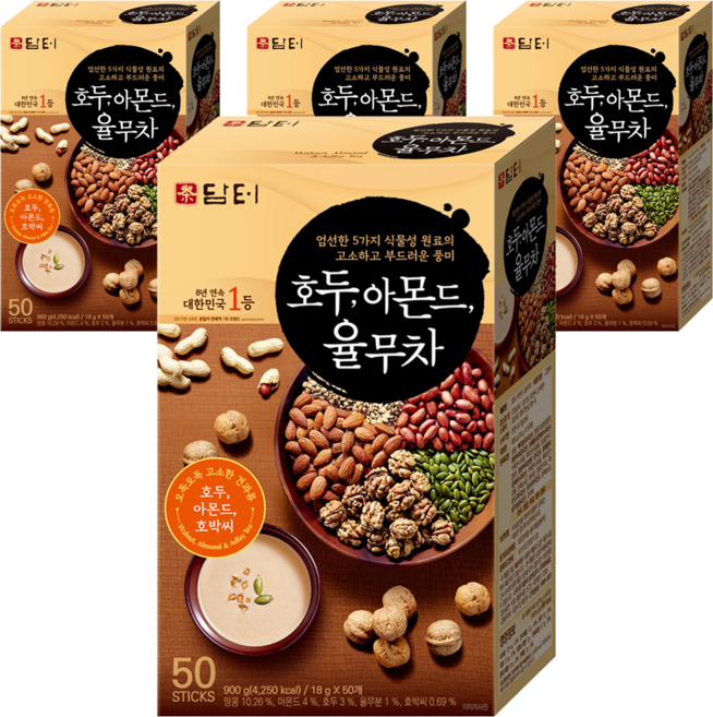 담터 호두 아몬드 율무차, 18g, 50개입, 4개