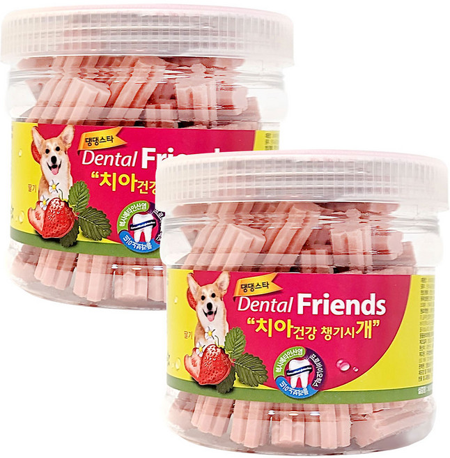 댕댕스타 강아지 덴탈프렌즈 껌, 딸기, 300g, 2개