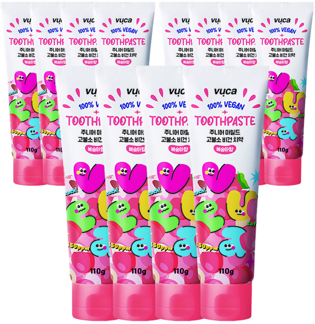 뷰카 주니어 마일드 고불소 비건 치약 복숭아향, 110g, 12개