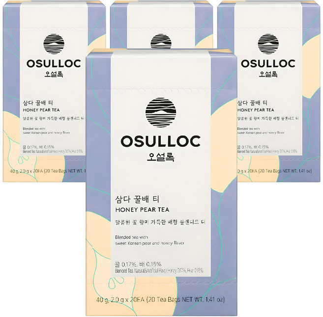 오설록 삼다 꿀배 티, 2g, 20개입, 4개