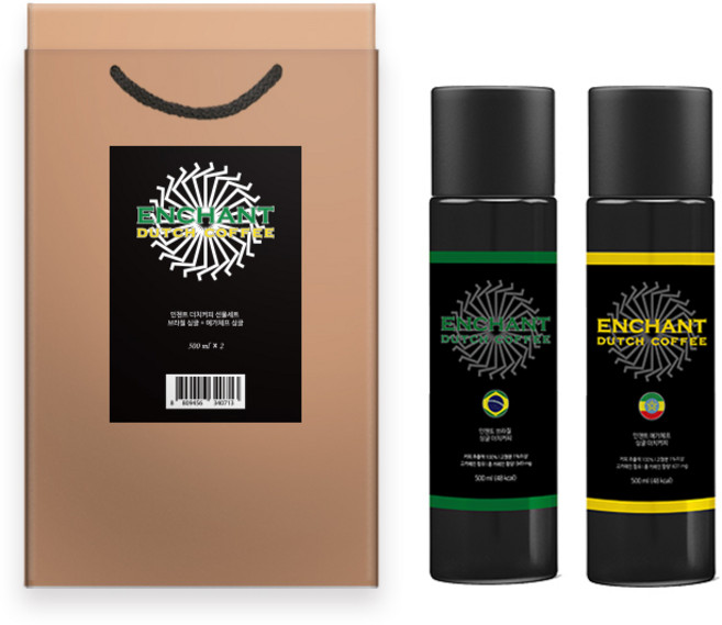 인첸트 더치커피 선물세트, 브라질 싱글 500ml + 예가체프 싱글 500ml, 1세트