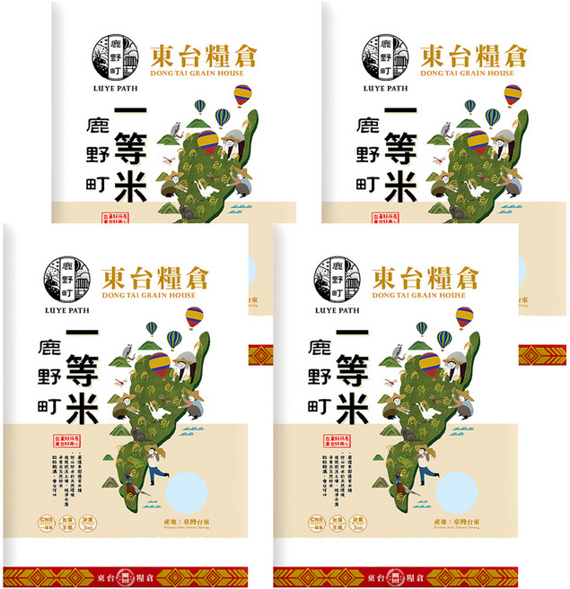 東台糧倉 鹿野町一等米, 3kg, 4包, 一等