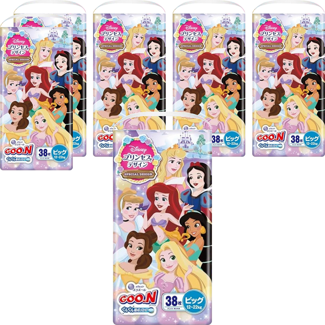 GOO.N 大王 日本境內版 迪士尼公主紙尿褲/尿布 12~22kg, XL, 228片