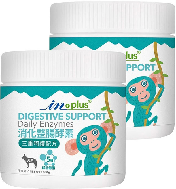 in plus 贏 消化整腸酵素 三重呵護配方 犬用 280g, 幫助消化, 2罐