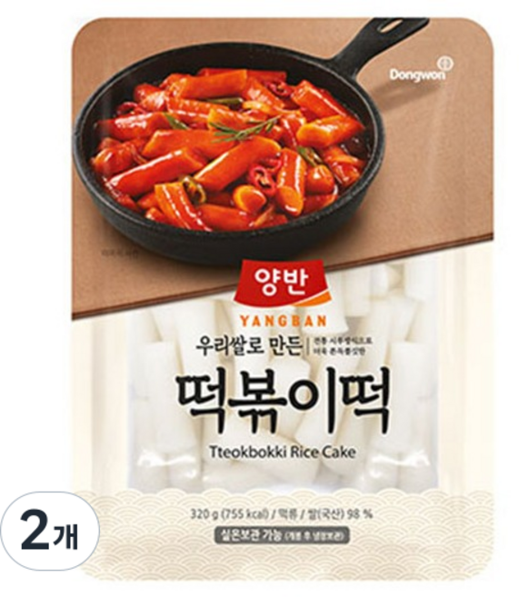양반 떡볶이떡, 2개, 320g