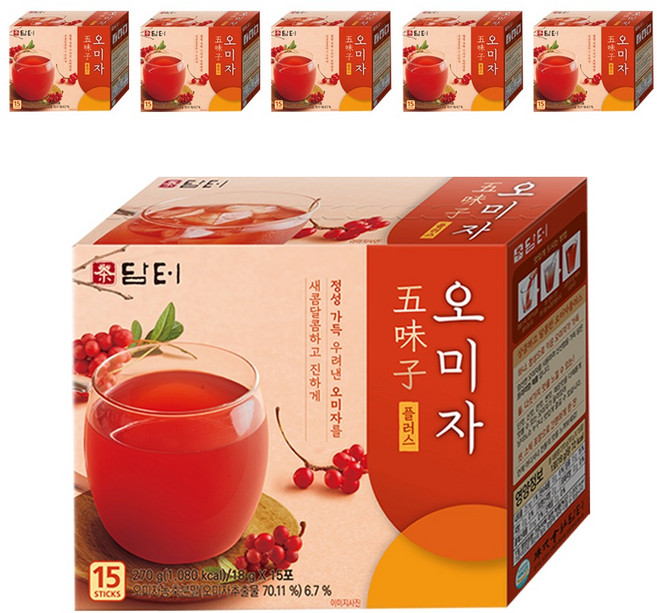 담터 오미자 플러스 과실차, 18g, 15개입, 6개