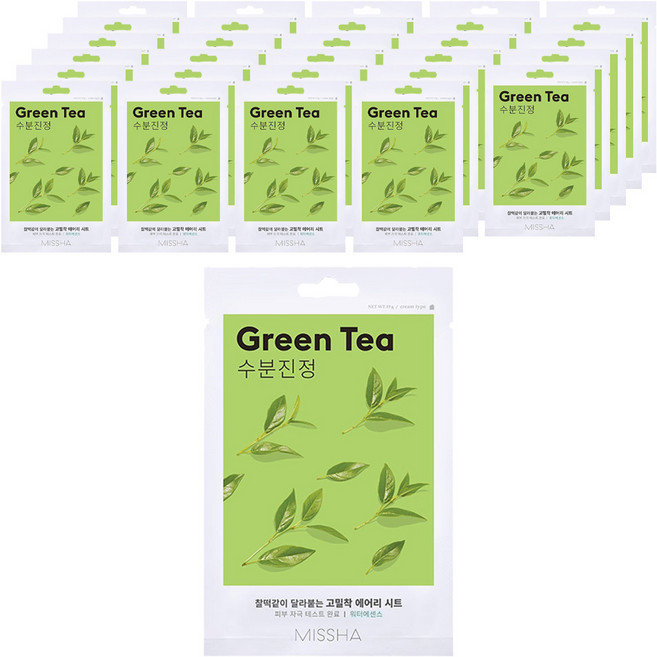 미샤 에어리 밀착 시트 마스크 그린티, 1개입, 100개