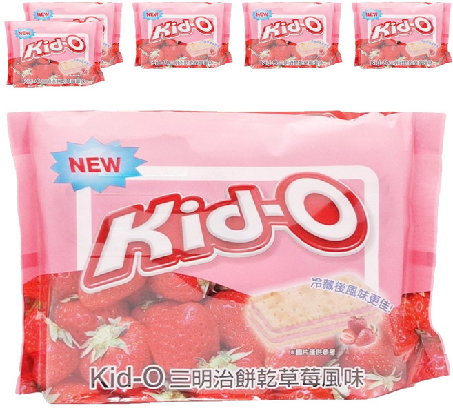 Kid-O 三明治餅乾 草莓風味, 340g, 6袋