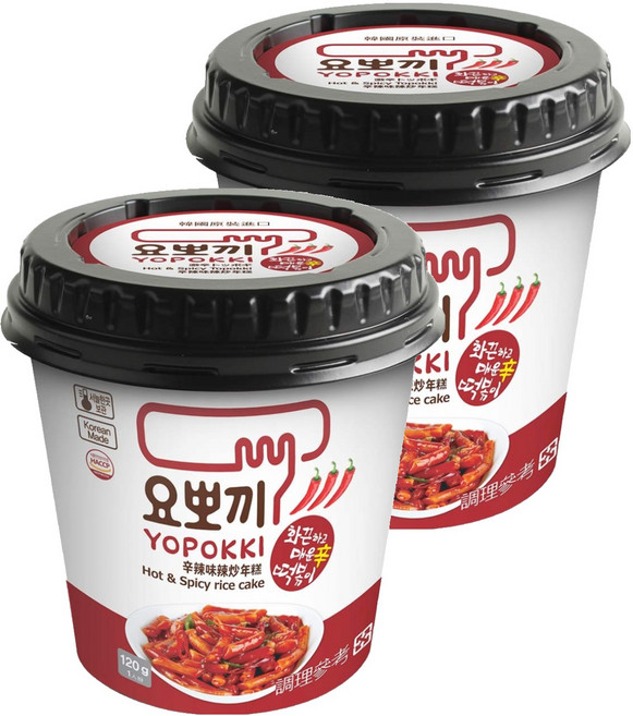YOPOKKI 辛辣味辣炒年糕即食杯 韓國原裝進口 微波加熱, 120g, 2個