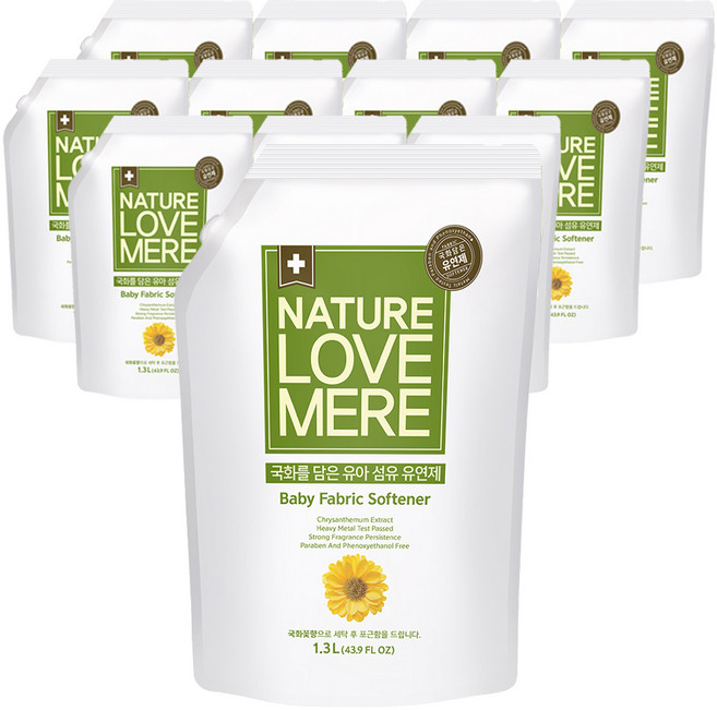 네이쳐러브메레 유아 국화 유연제 리필형, 1.3L, 12개