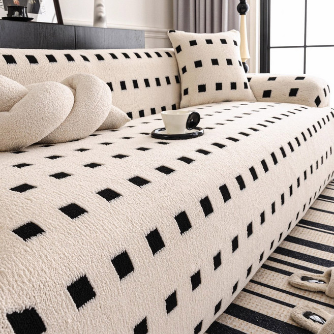 엑스터 모던 감성 고탄력 일체형 소파커버, 블랙스퀘어, 1개