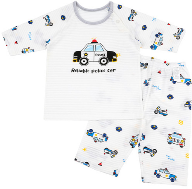Maykids 童款警車印花7分袖衣褲套裝