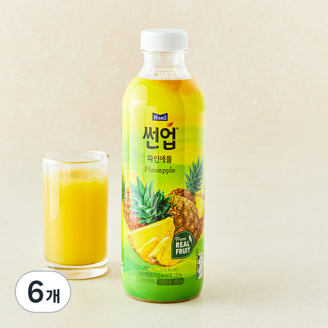 썬업 파인애플 주스, 750ml, 6개