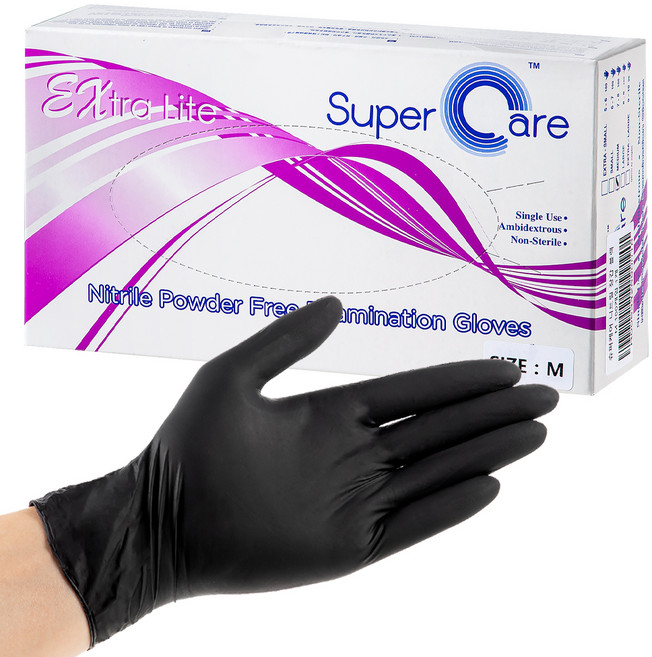 슈퍼케어 니트릴 장갑, 블랙, 중(M), 1개