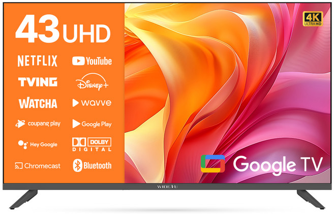 와이드뷰 4K UHD LED 구글3 스마트 TV, 109cm(43인치), WGE43UT1, 스탠드형, 고객직접설치