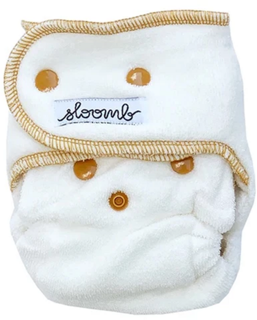 Sloomb HLC 舒適軟毛巾面有機竹棉夜用布尿布 1號(3.1~6.8kg), NETTLE金色, 1件