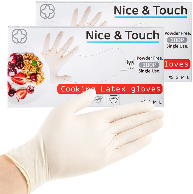 나이스앤터치 요리용 라텍스장갑, 미니(XS), 2개