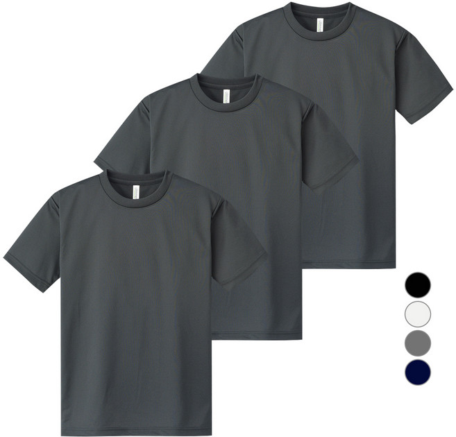 glimmer 男女通用 涼感 透氣 機能性 Dry Cool 圓領短袖T恤 3件組