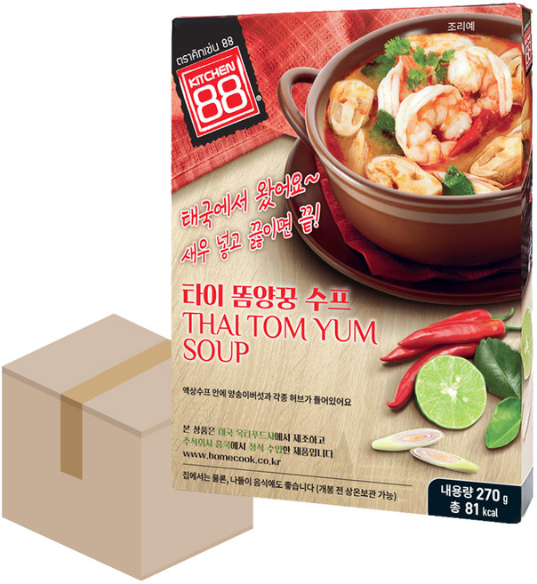 키친88 홈쿡 타이 똠양꿍 수프, 270g, 12개