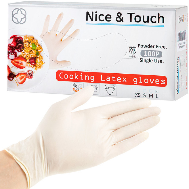 나이스앤터치 요리용 라텍스장갑, 대(L), 1개