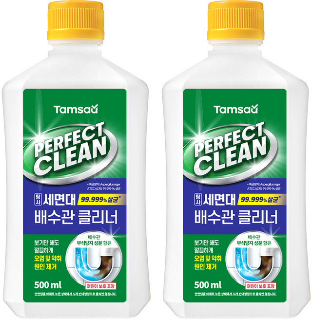 탐사 겔타입 퍼펙트 클린 세면대 배수관 클리너 살균 99.999% 부식방지성분 함유, 500ml, 2개