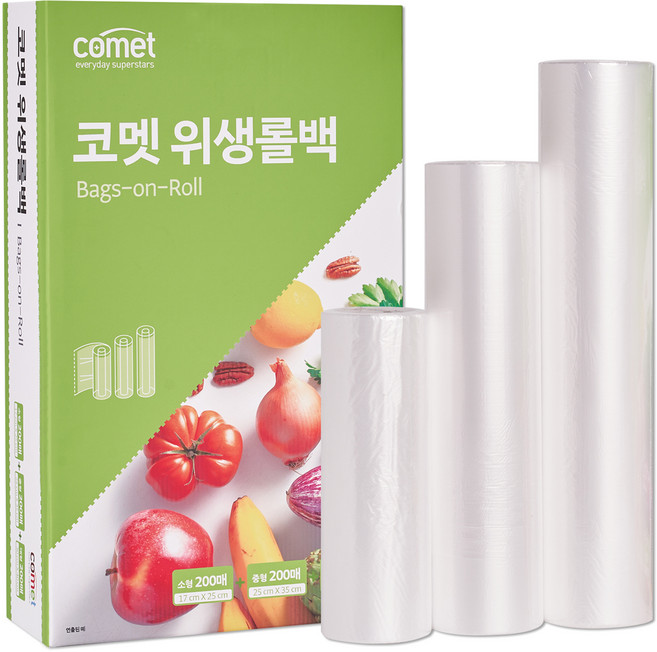 코멧 위생롤백 혼합팩 소형 200p + 중형 200p + 대형 200p, 혼합, 1세트, 600개