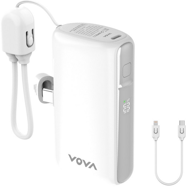 보바 그립 미니 도킹형 고속충전 보조배터리 10000mAh, VA-116, 화이트