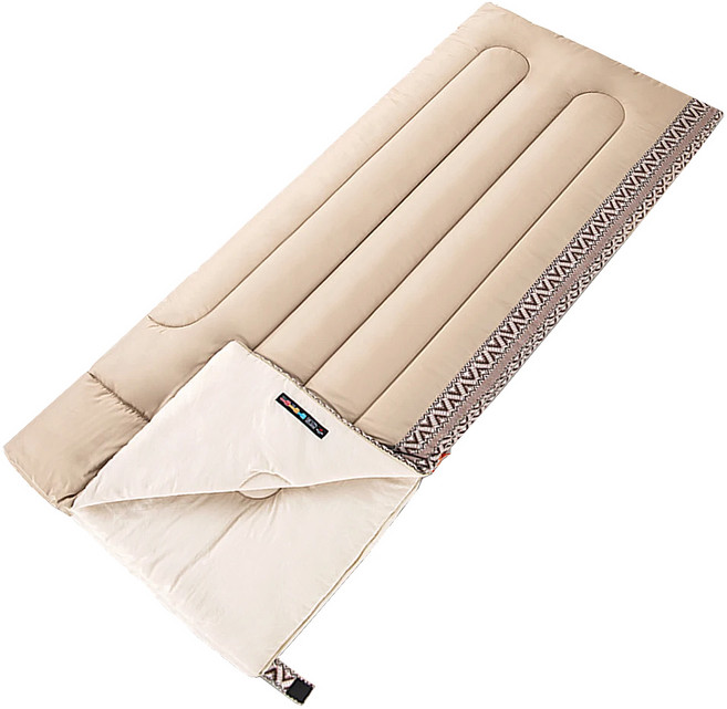 Naturehike 挪客 L150質感圖騰透氣可拼接機洗信封睡袋, 卡其色, 1個