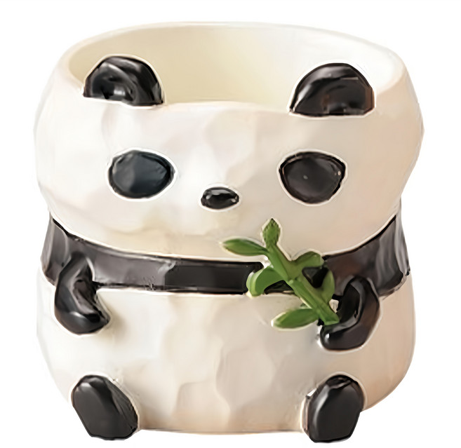 日本 GREENHOUSE 無底孔樹脂小盆熊貓 3770-a, 熊貓, 1個