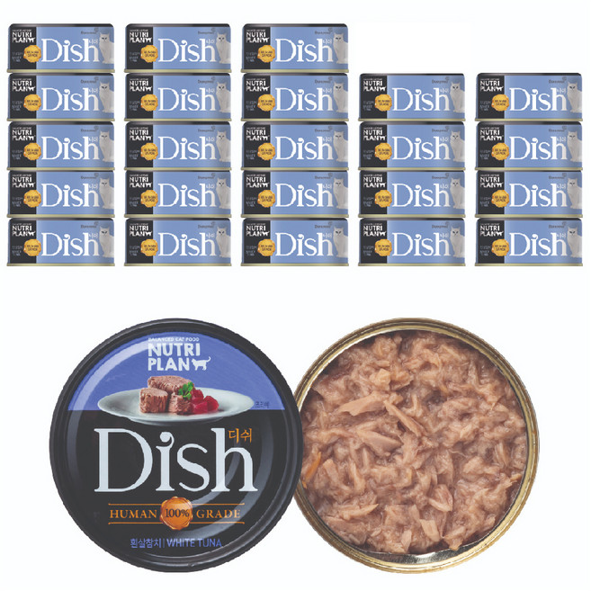 동원뉴트리플랜 디쉬 고양이 캔, 흰살참치, 85g, 24개