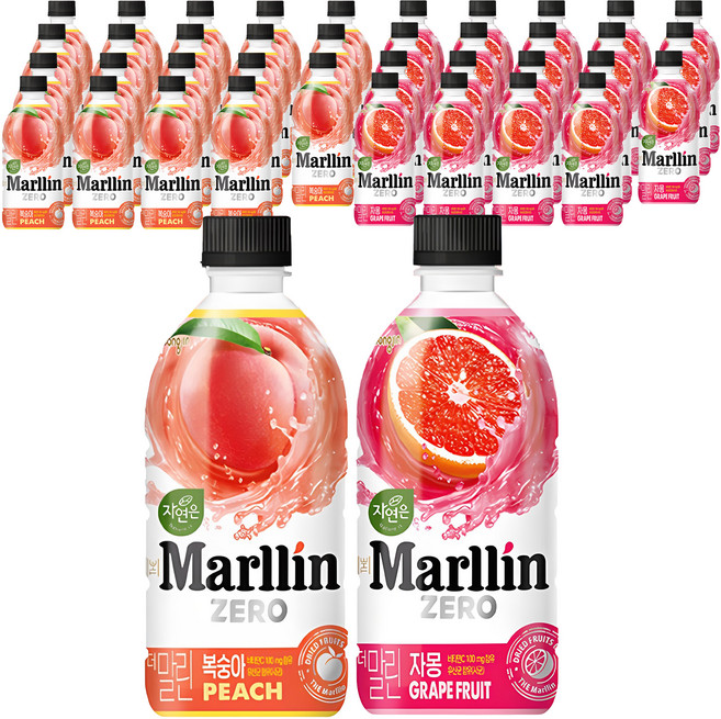 자연은 더말린 제로 음료 복숭아 500ml 20p + 자몽 500ml 20p, 1세트