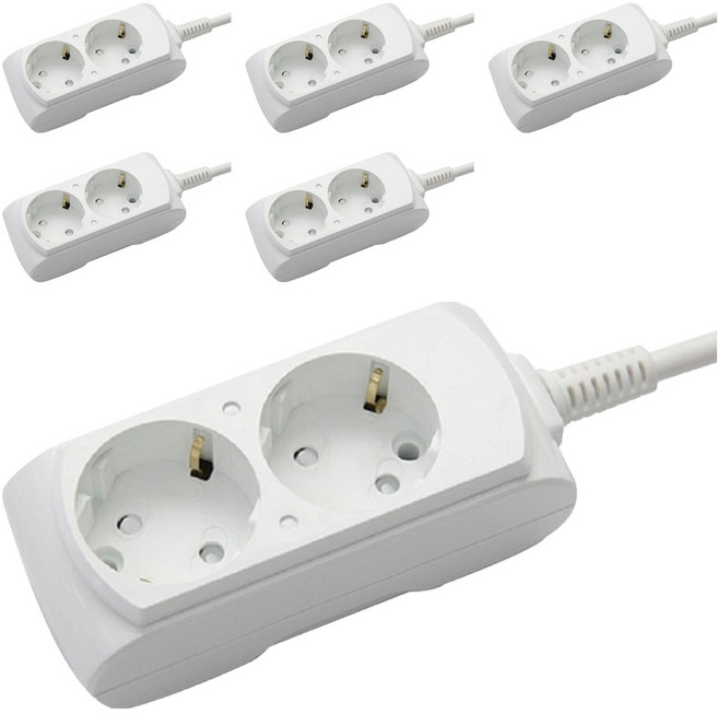 거성산업 접지형 10A 멀티탭 3호 2구 + 안전커버 2p 랜덤발송, 2.5m, 6세트