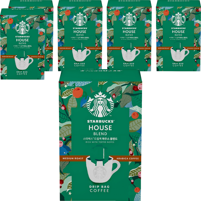 스타벅스 하우스 블렌드 드립백커피, 9g, 5개입, 6개