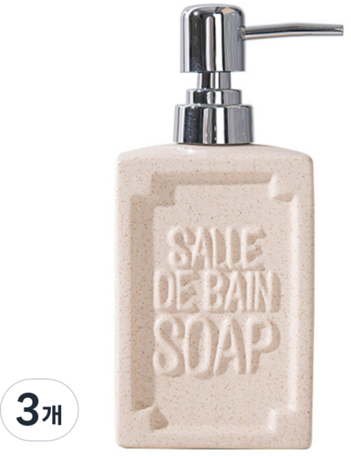 더자카 다용도 사각 세라믹 욕실 디스펜서 FREE(8.2 x 6 x 18 cm), 살구, 3개