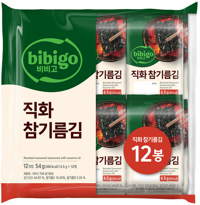 CJ bibigo 直火烘烤芝麻油海苔, 54g, 1袋