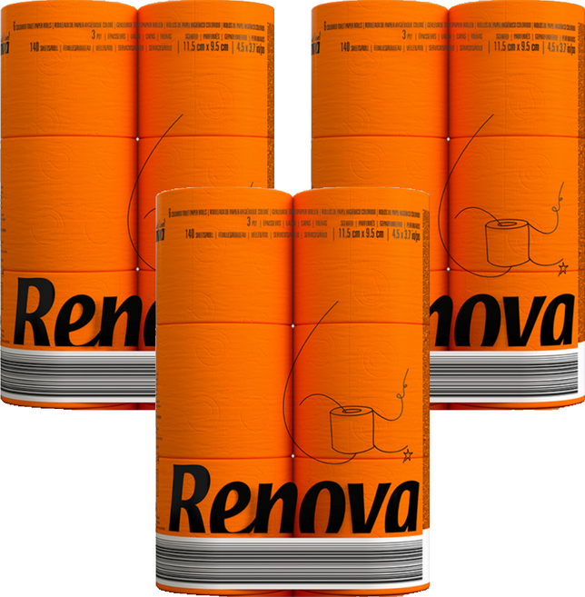 레노바 블랙라벨 컬러 티슈 Orange, 16.1m, 6롤, 3개