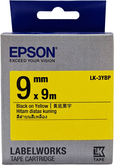 EPSON 標籤帶 C53S653404 LK-3YBP 9mm, 黃底黑字, 9m