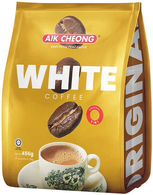 AIK CHEONG 益昌 經典三合一白咖啡 香濃無苦味 低溫烘焙 0脂肪酸, 38g, 12包, 1袋