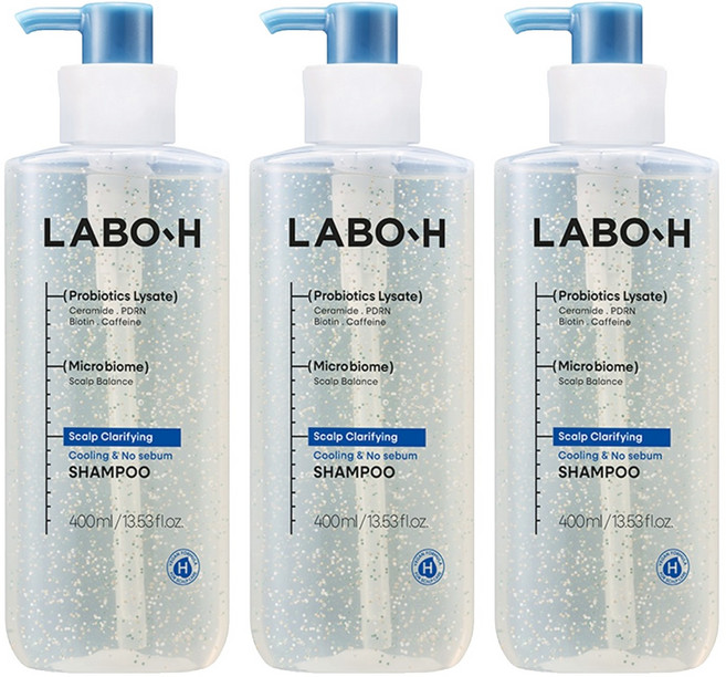 LABO-H 頭皮清涼控油功能性洗髮精, 3個, 400ml