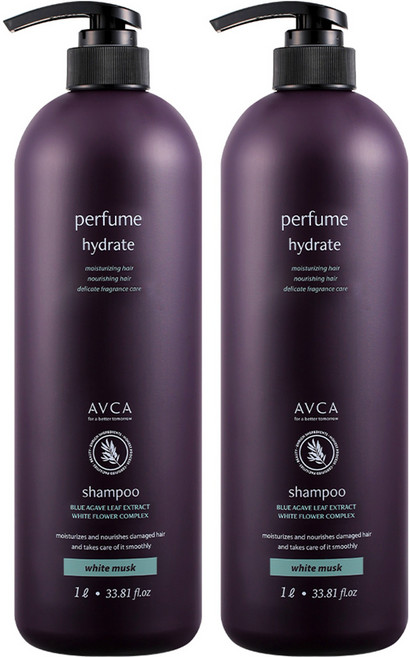아브카 퍼퓸 샴푸 화이트 머스크향, 1L, 2개