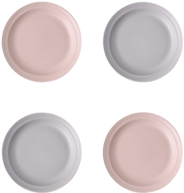 보울보울 볼볼 디저트플레이트 국산, 1세트, 2p+2p, 파우더핑크+애쉬그레이