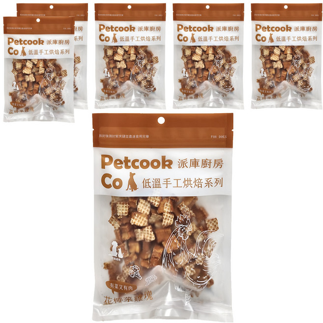 PETCOOK 派庫廚房 低溫手工烘焙系列 寵物零食, 90g, 6包, 花椰菜雞塊