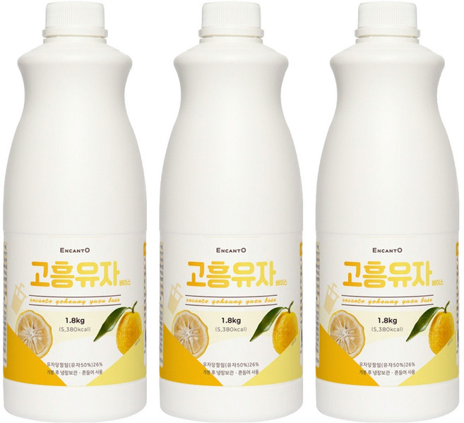 엔칸토 고흥 유자 음료베이스, 1.8kg, 3개