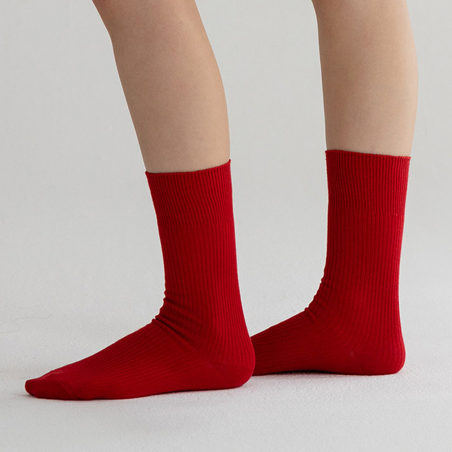 싹스탑 여성용 골지 무지 장목 발이 편한 무압박 패션 양말