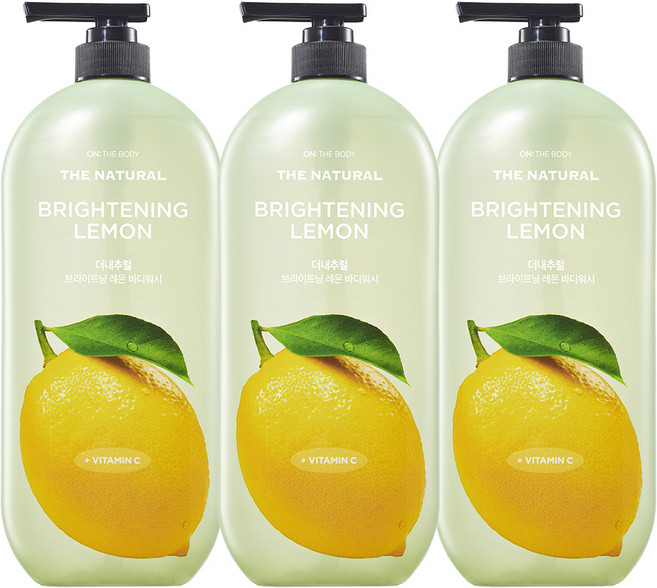 온더바디 더내추럴 브라이트닝 바디워시 레몬향, 900ml, 3개